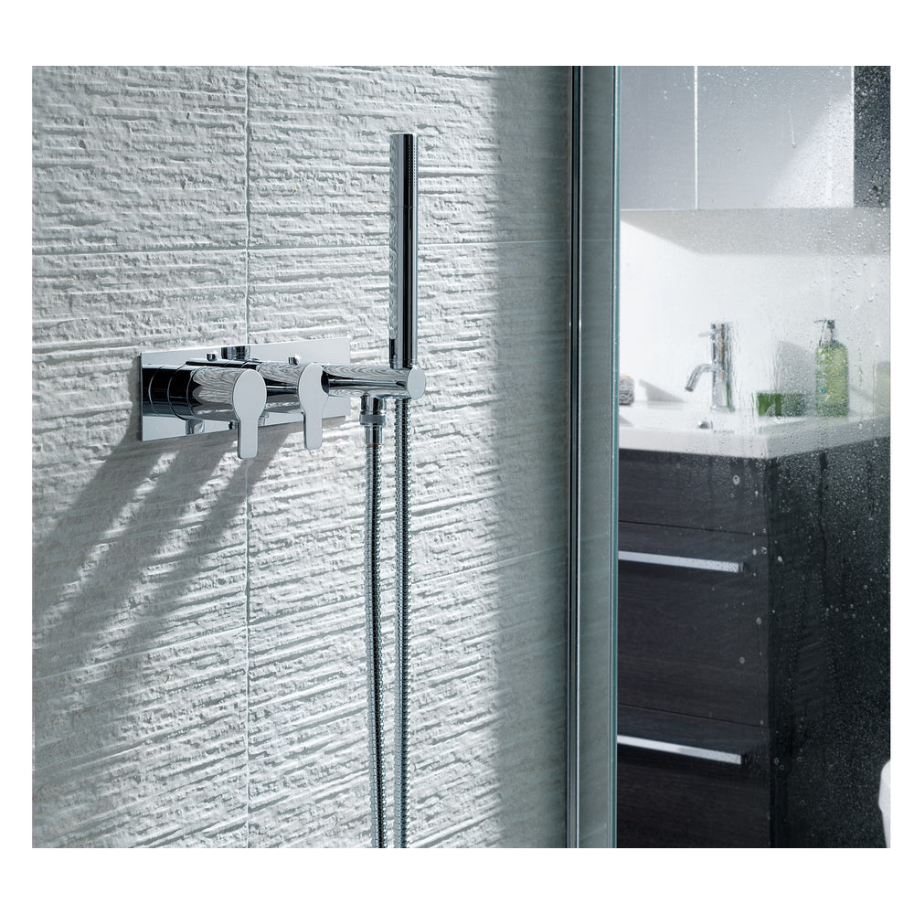 JTP Amore Thermostatic Concealed 2 Outlet Shower Valve with Attached Handset in Chrome
