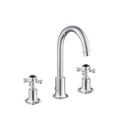 JTP Grosvenor Cross 3 Hole Basin Mixer with Swivel Spout and Pop Up Waste in Chrome with Black Indices
