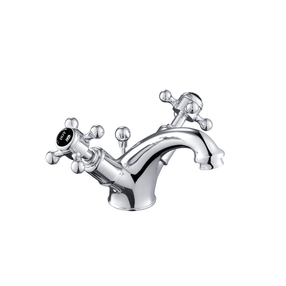 JTP Grosvenor Cross Basin Mixer with Pop Up Waste in Chrome with Black Indices