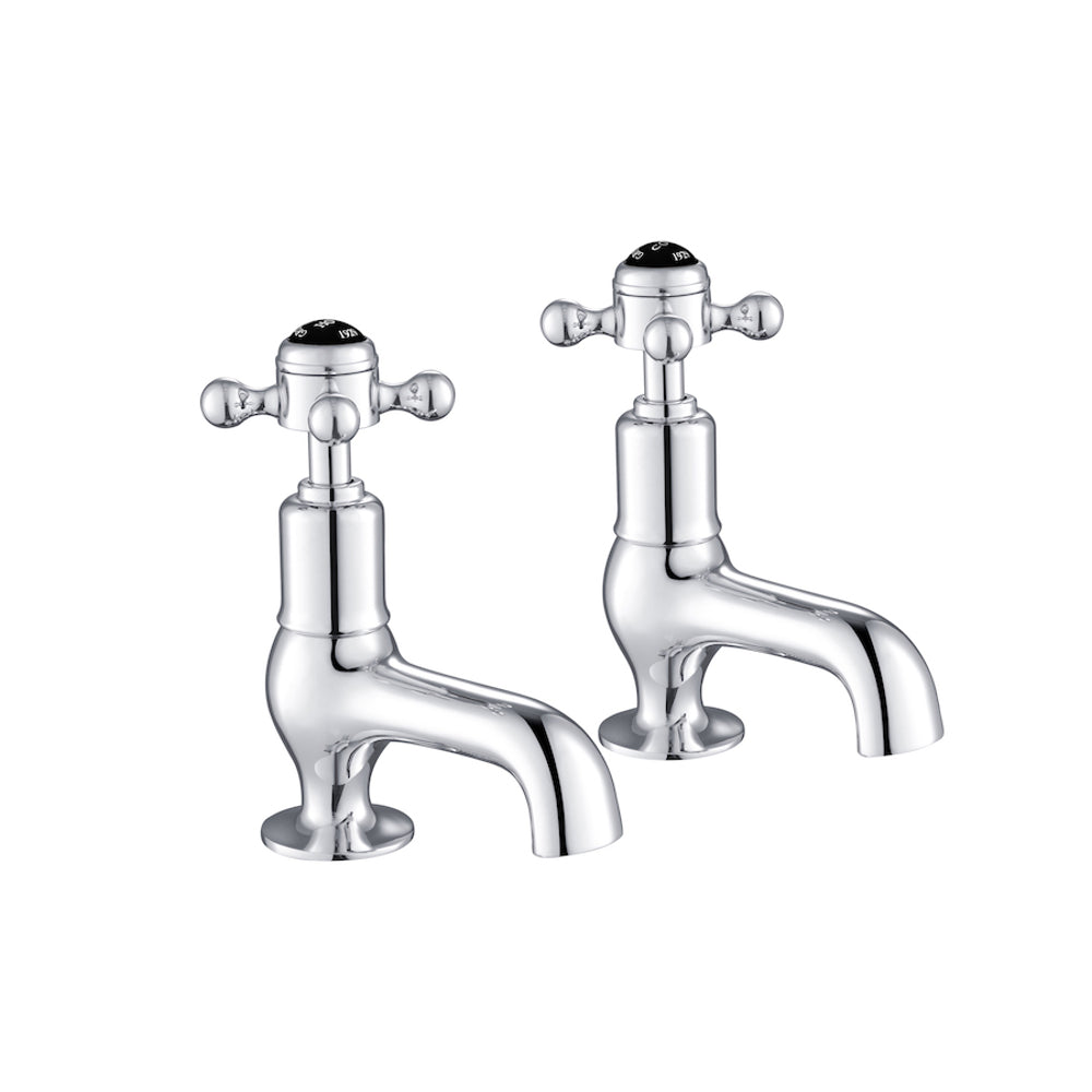 JTP Grosvenor Cross Cloakroom Basin Taps in Chrome with Black Indices