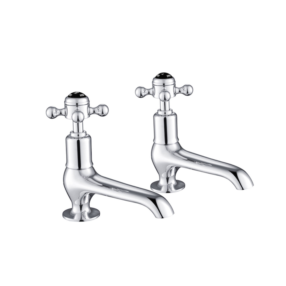JTP Grosvenor Cross Long Nose Basin Taps in Chrome with Black Indices