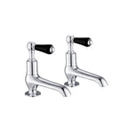 JTP Grosvenor Lever Long Nose Basin Taps in Chrome with Black Lever