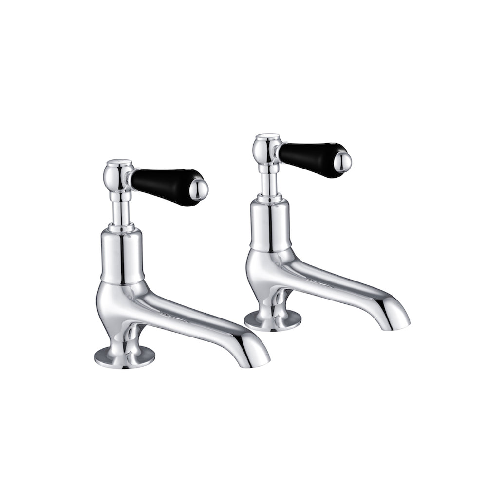 JTP Grosvenor Lever Long Nose Basin Taps in Chrome with Black Lever