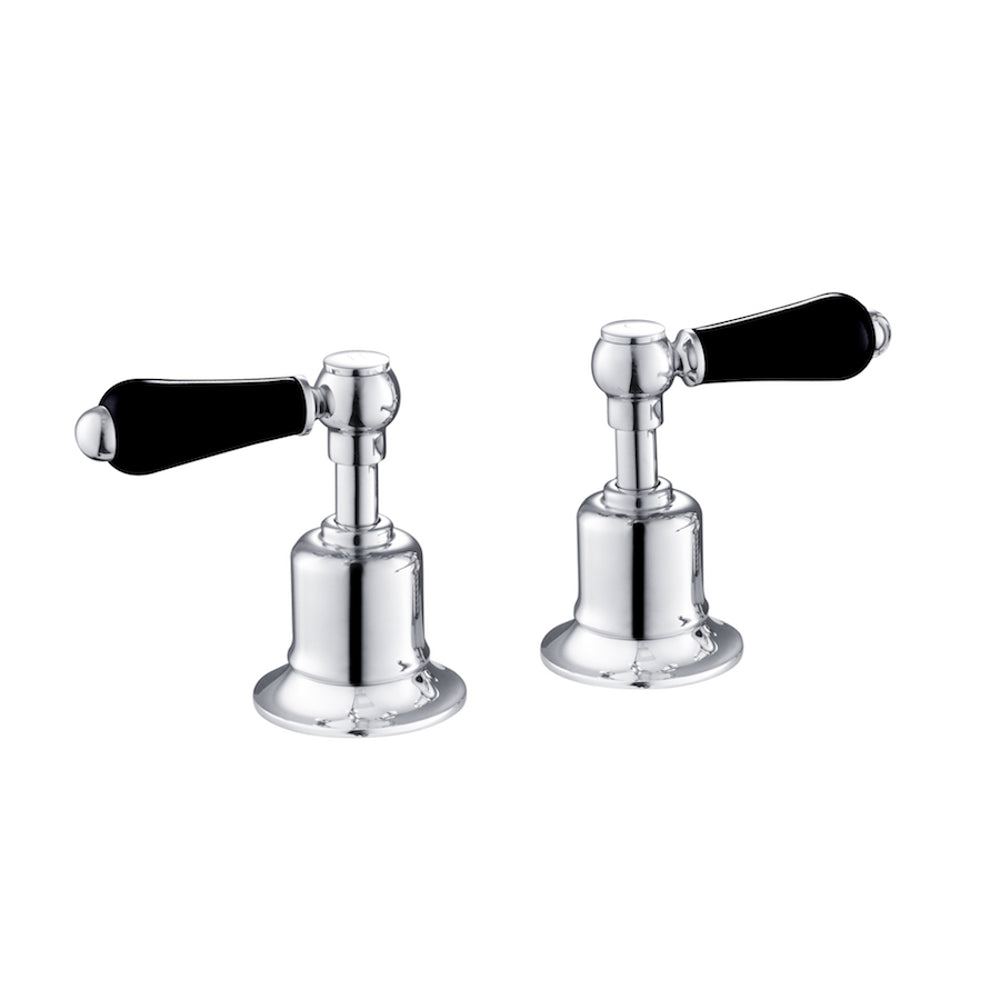 JTP Grosvenor Lever Deck Panel Valves 3/4" in Chrome with Black Lever