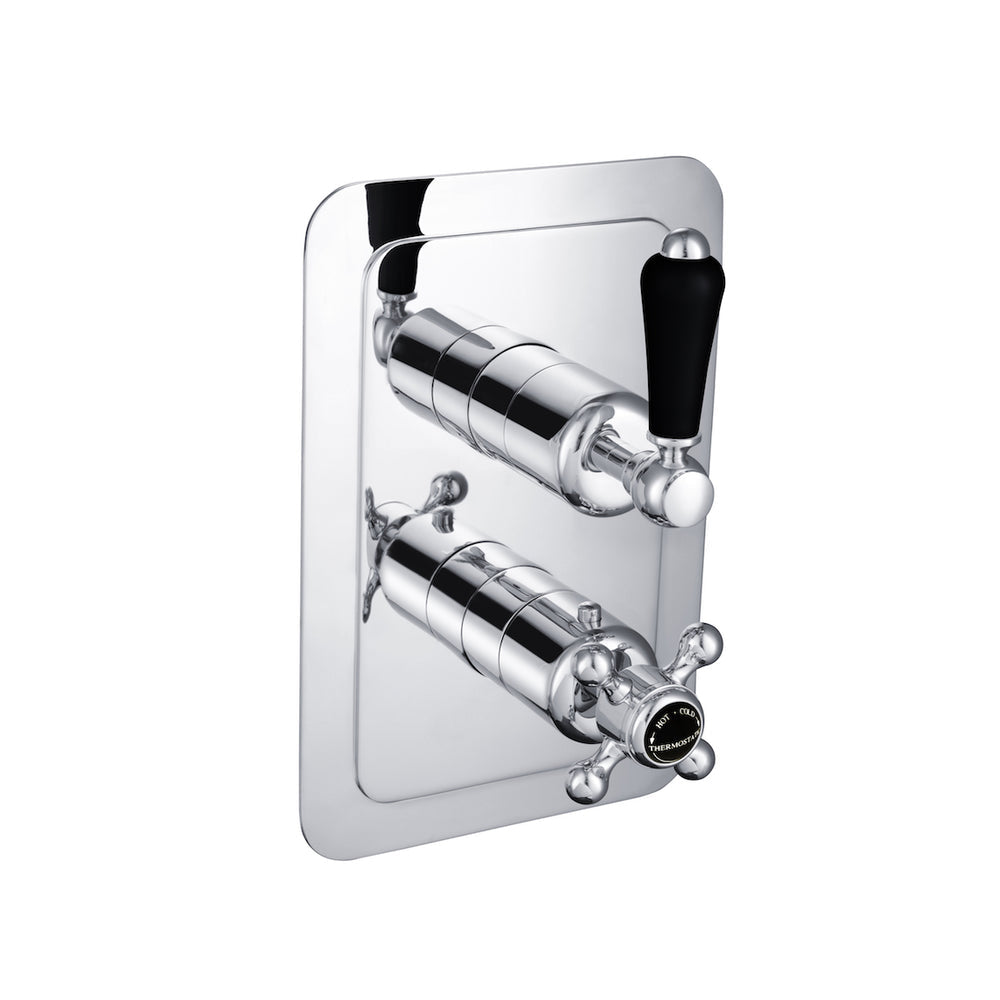 JTP Grosvenor Lever Thermostatic Concealed 1 Outlet Shower Valve, Vertical in Chrome with Black Lever