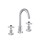JTP Grosvenor Pinch 3 Hole Basin Mixer with Swivel Spout and Pop Up Waste in Chrome with Black Indices