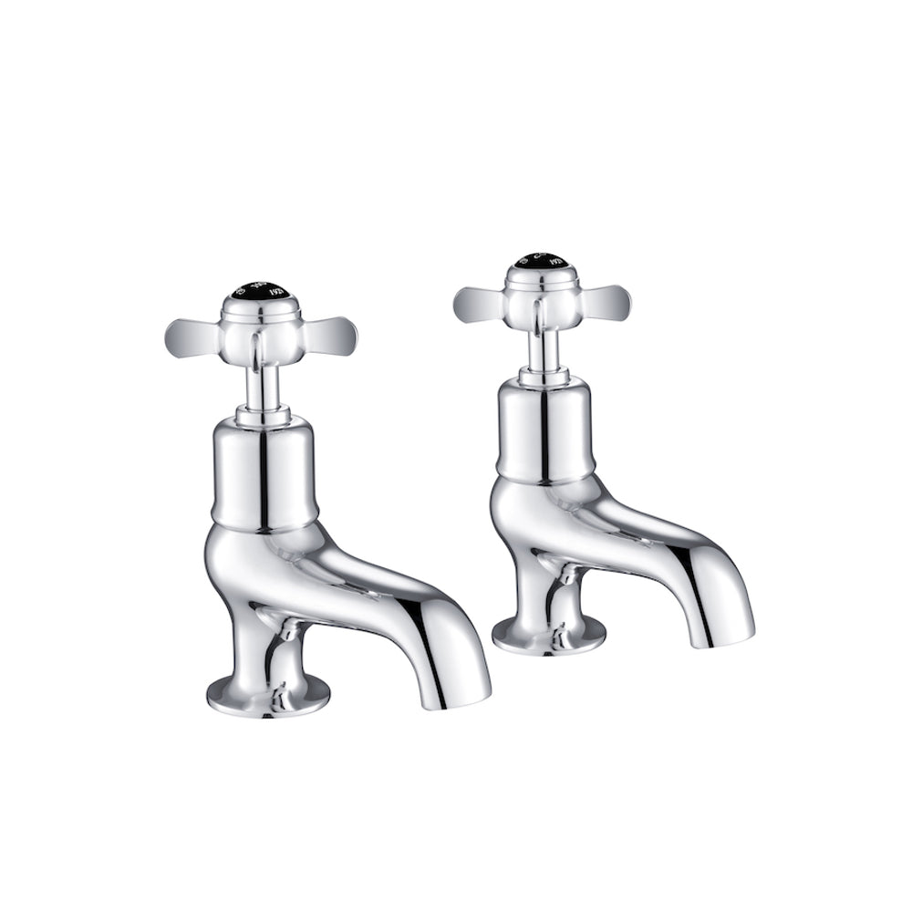JTP Grosvenor Pinch Bath Taps in Chrome with Black Indices