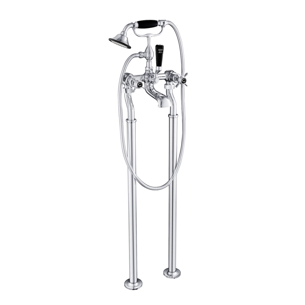JTP Grosvenor Pinch Freestanding Bath Shower Mixer with Kit in Chrome with Black Indices