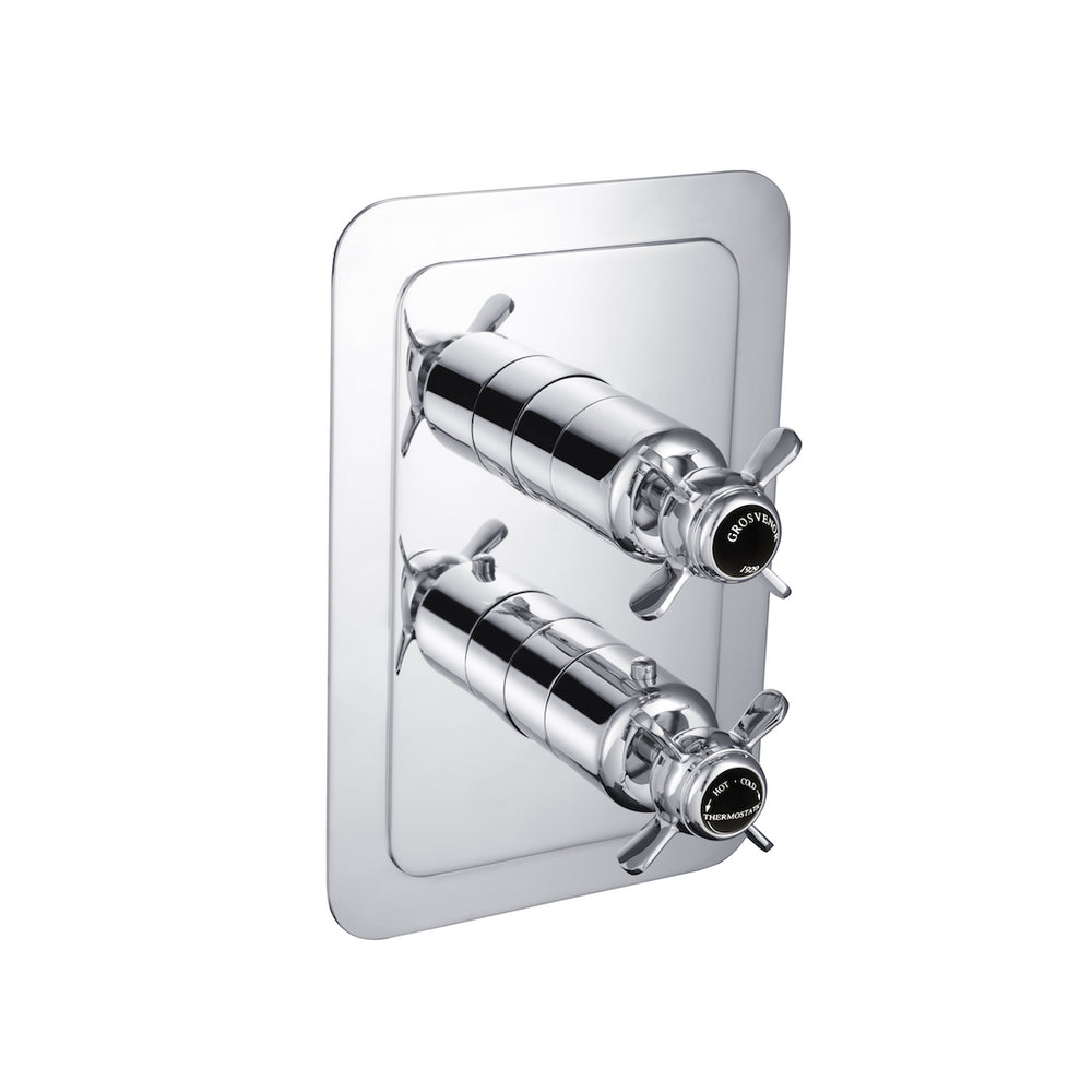 JTP Grosvenor Pinch Thermostatic Concealed 1 Outlet Shower Valve, Vertical in Chrome with Black Indices