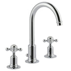 JTP Grosvenor Cross 3 Hole Basin Mixer with Swivel Spout and Pop Up Waste in Chrome
