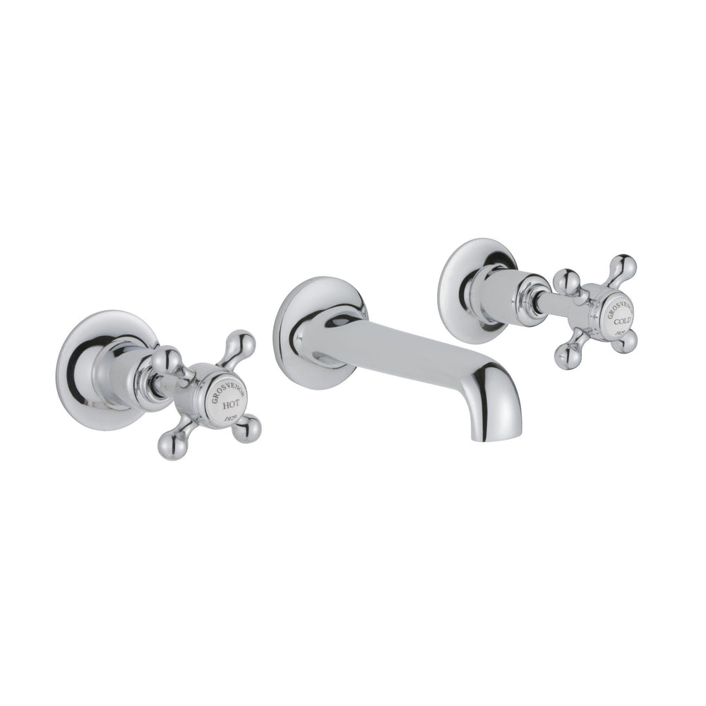 JTP Grosvenor Cross 3 Hole Wall Mounted Basin Mixer in Chrome