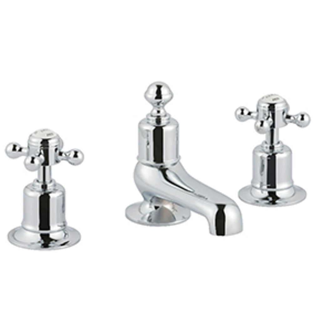 JTP Grosvenor Cross 3 Hole Deck Mounted Basin Mixer in Chrome