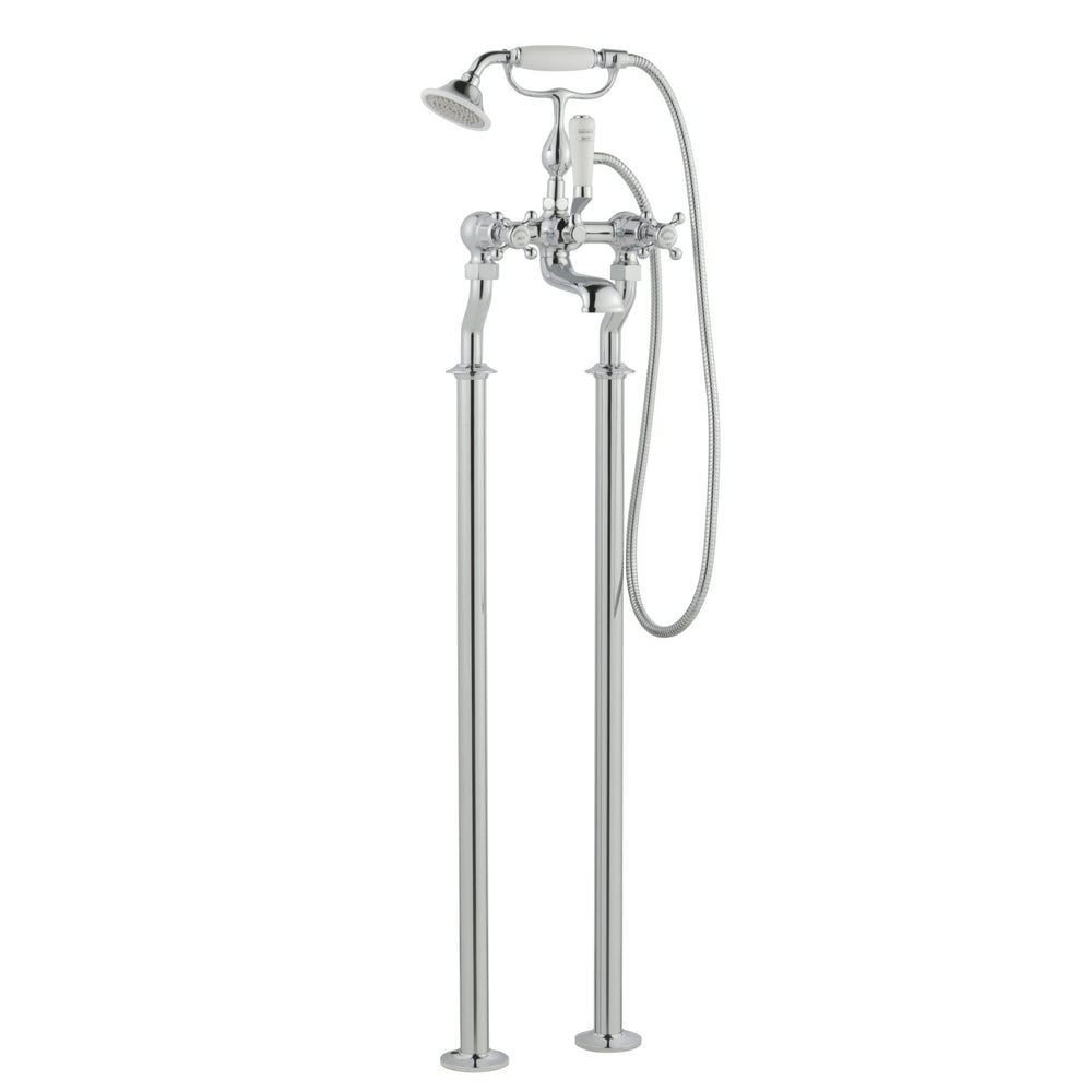 JTP Grosvenor Cross Freestanding Bath Shower Mixer with Kit in Chrome