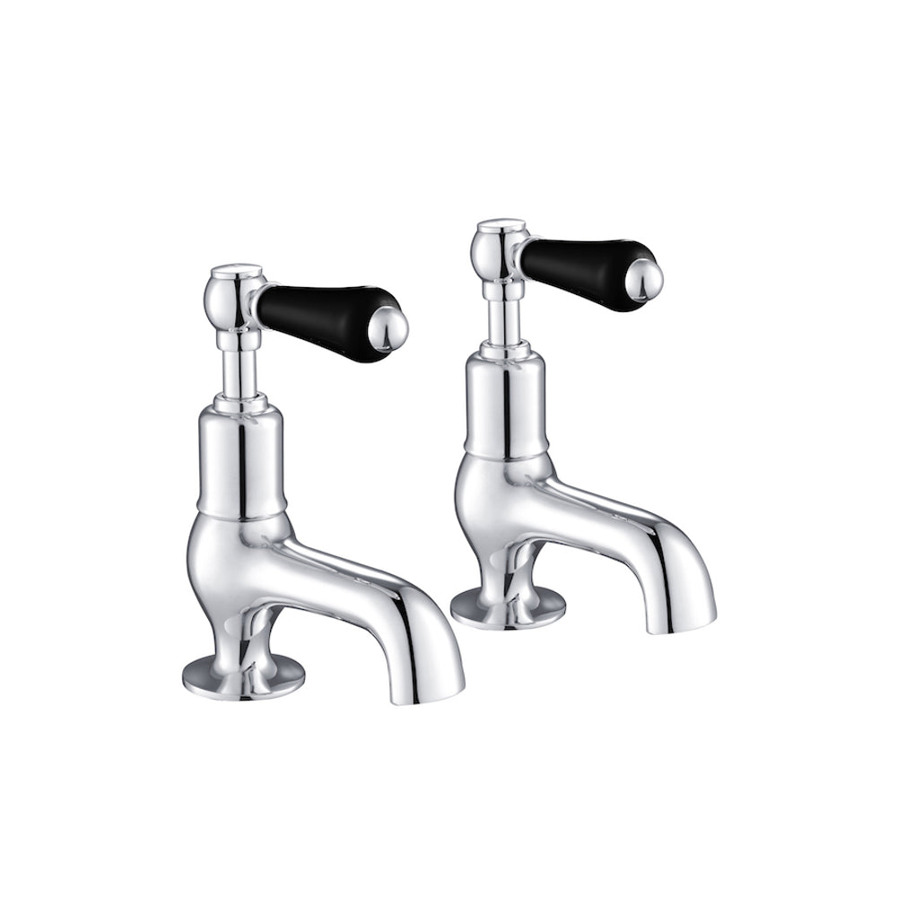 JTP Grosvenor Lever Cloakroom Basin Taps in Chrome with Black Lever