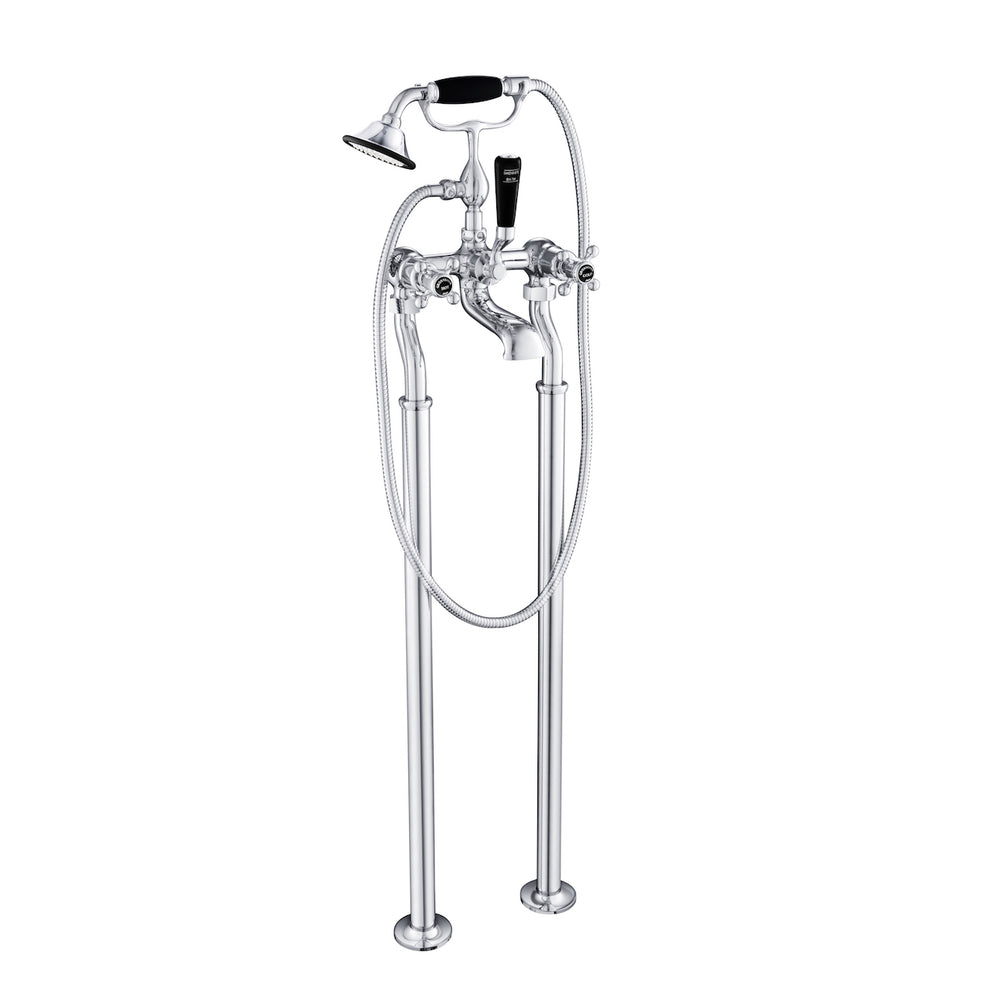 JTP Grosvenor Cross Freestanding Bath Shower Mixer with Kit in Chrome with Black Indices