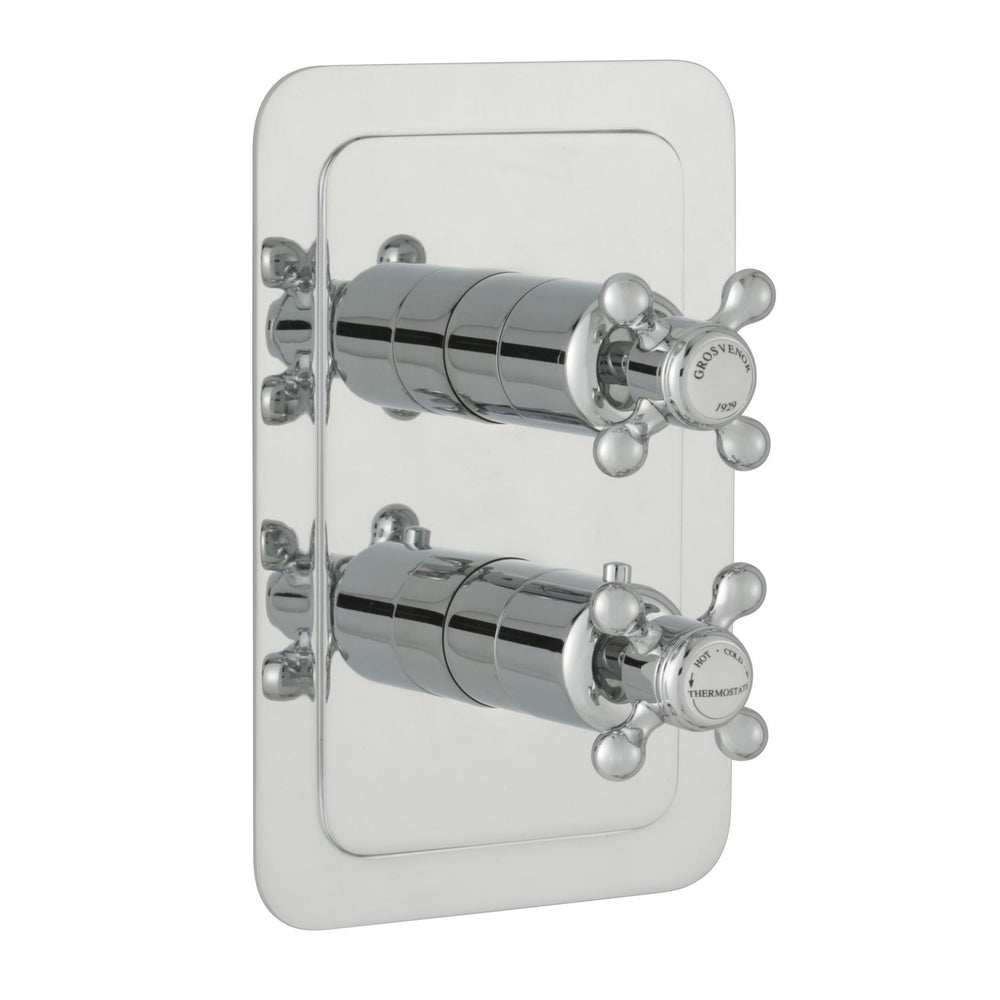JTP Grosvenor Cross Thermostatic Concealed 1 Outlet Shower Valve, Vertical in Chrome