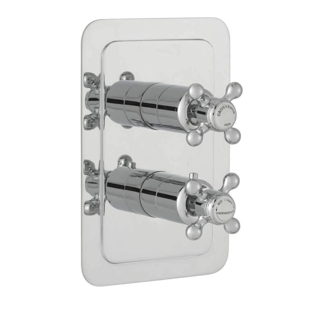 JTP Grosvenor Cross Thermostatic Concealed 2 Outlet Shower Valve 671 in Chrome