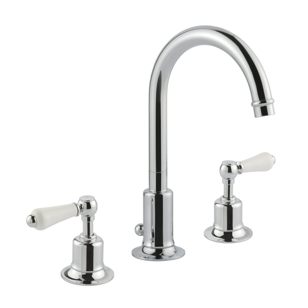 JTP Grosvenor Lever 3 Hole Basin Mixer with Swivel Spout and Pop Up Waste in Chrome