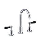 JTP Grosvenor Lever 3 Hole Basin Mixer with Swivel Spout and Pop Up Waste in Chrome with Black Lever