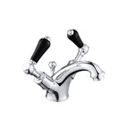 JTP Grosvenor Lever Basin Mixer with Pop Up Waste in Chrome with Black Lever