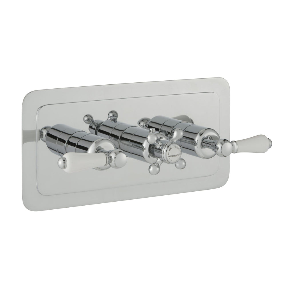 JTP Grosvenor Lever Thermostatic Concealed 2 Outlet Shower Valve, Horizontal in Chrome