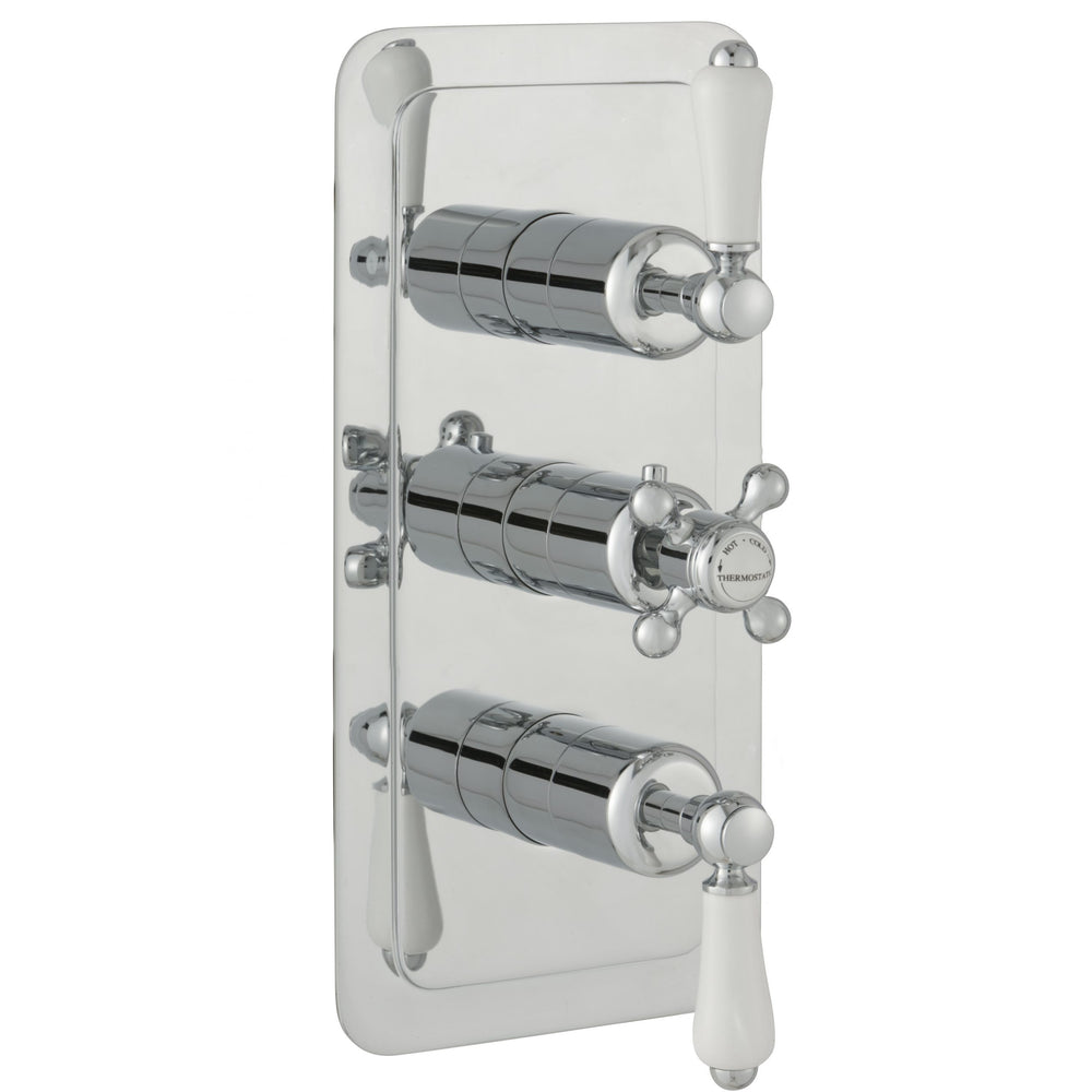 JTP Grosvenor Lever Thermostatic Concealed 3 Outlet Shower Valve, Vertical in Chrome