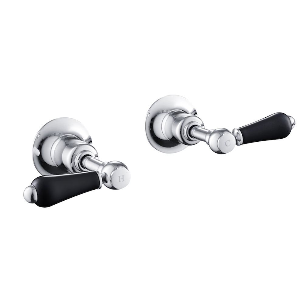 JTP Grosvenor Lever Wall Valves 1/2" in Chrome with Black Lever