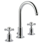 JTP Grosvenor Pinch 3 Hole Basin Mixer with Swivel Spout and Pop Up Waste in Chrome