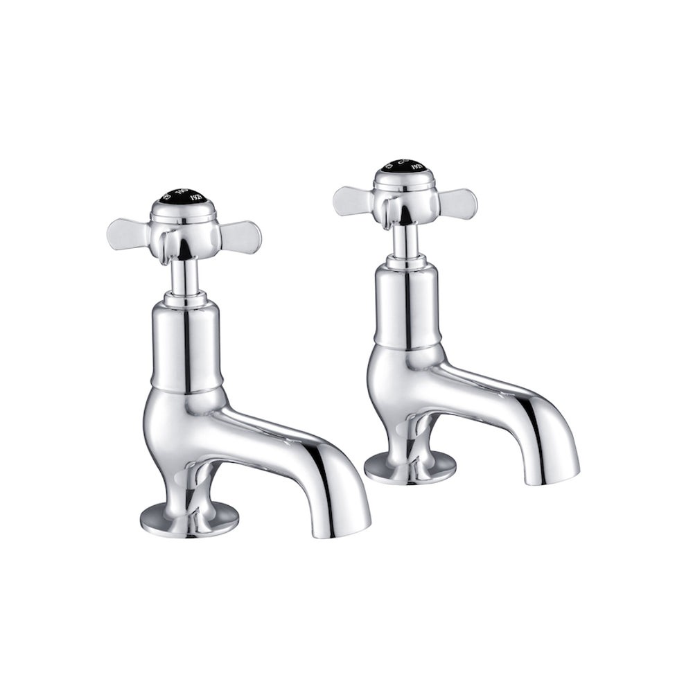 JTP Grosvenor Pinch Cloakroom Basin Taps in Chrome with Black Indices