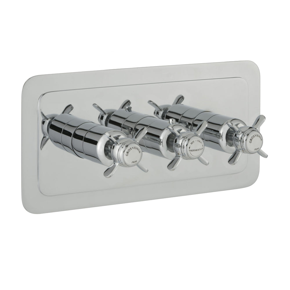 JTP Grosvenor Pinch Thermostatic Concealed 3 Outlet Shower Valve, Horizontal in Chrome