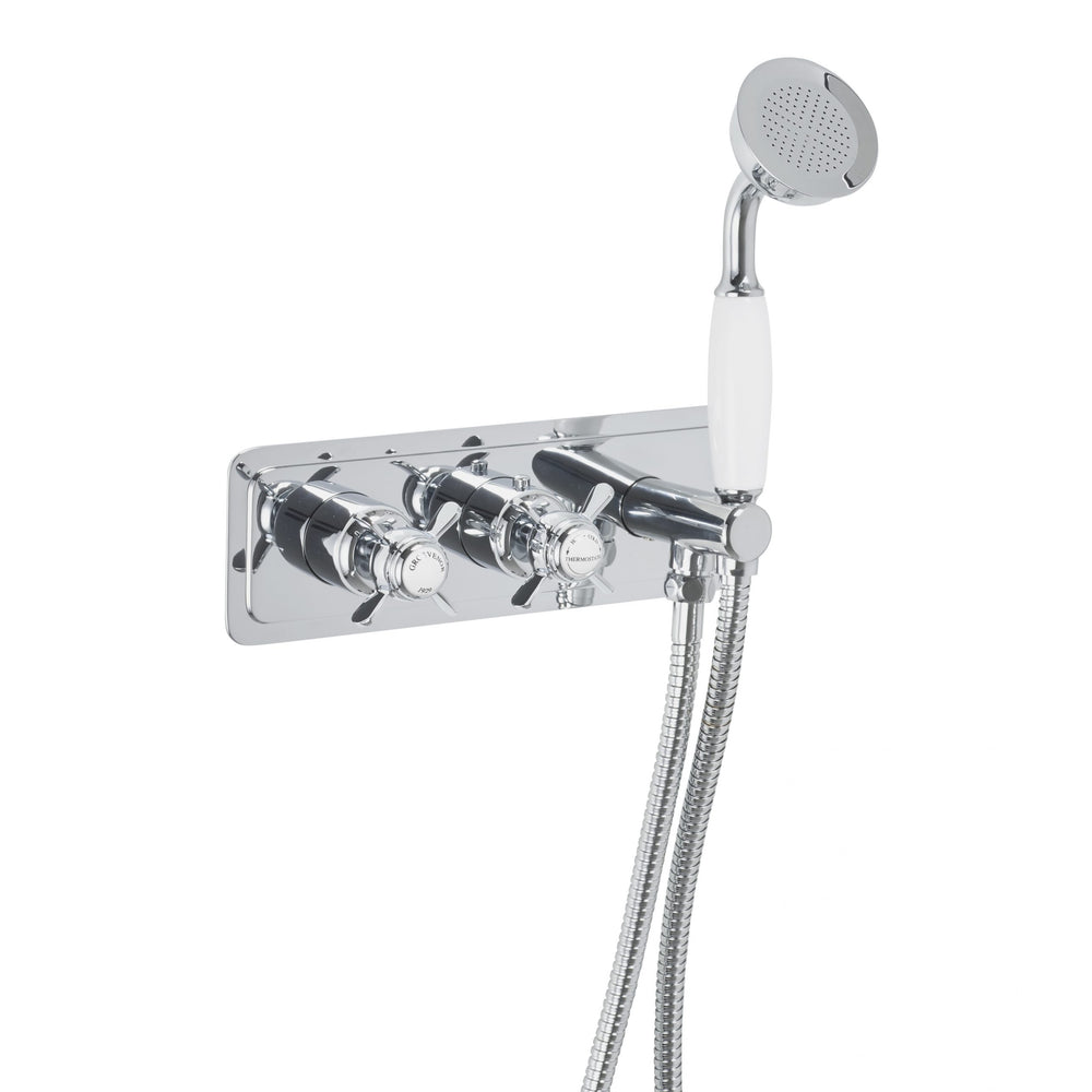JTP Grosvenor Pinch Thermostatic Concealed 2 Outlet Valve with Handset Attachment in Chrome