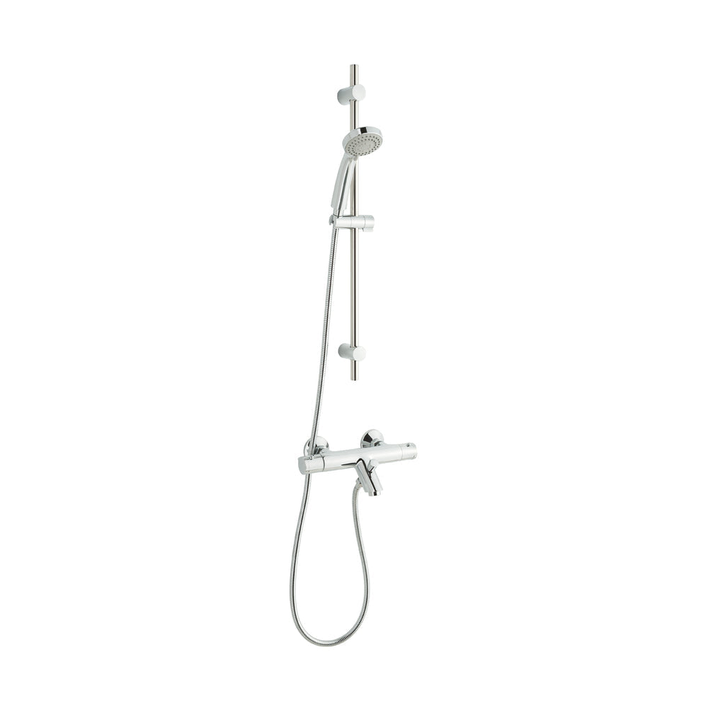 JTP Thermostatic Bath Shower Mixer with Slide Rail Kit and Multifunction Hand Shower in Chrome
