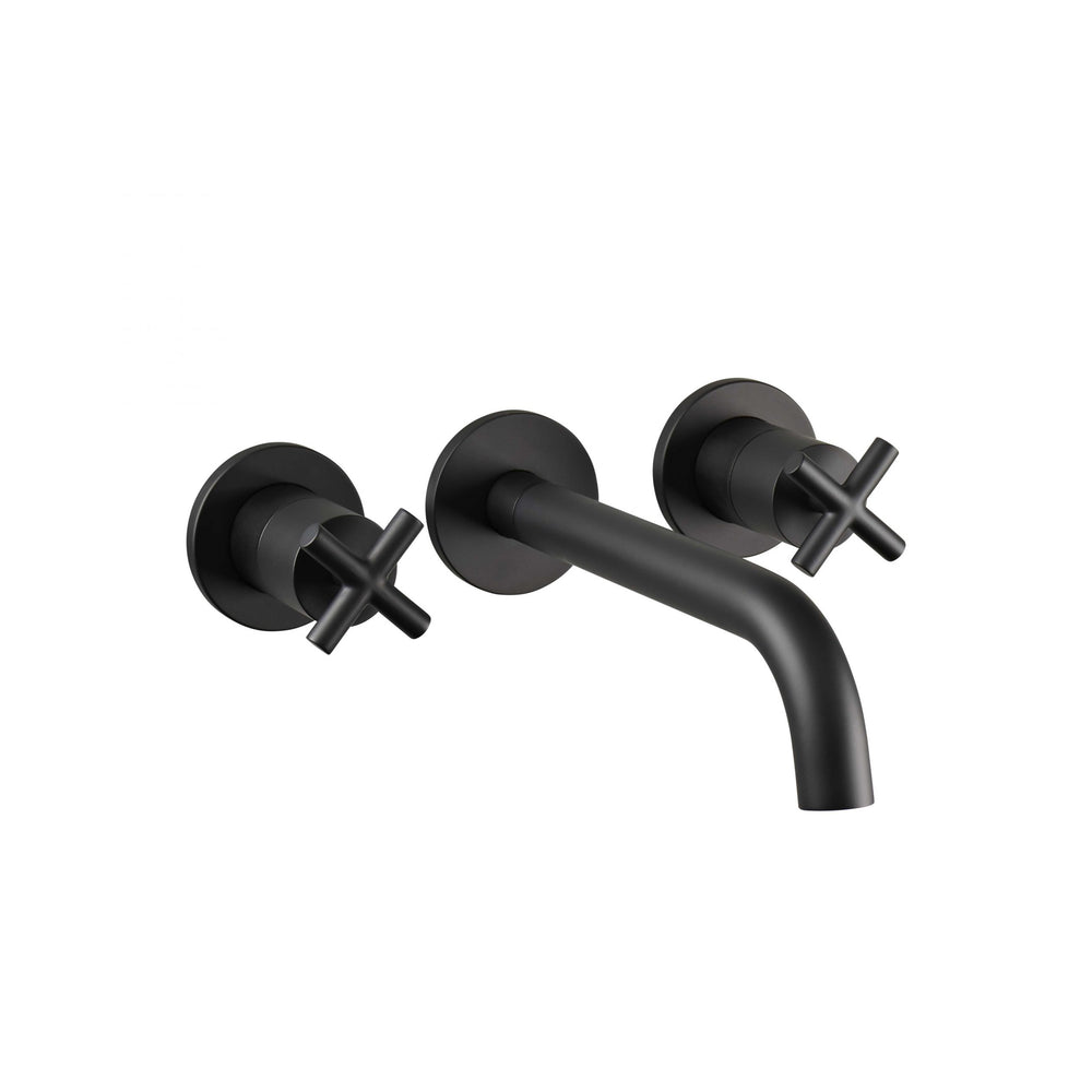 JTP Solex 3 Hole Wall Mounted Basin Mixer in Matt Black