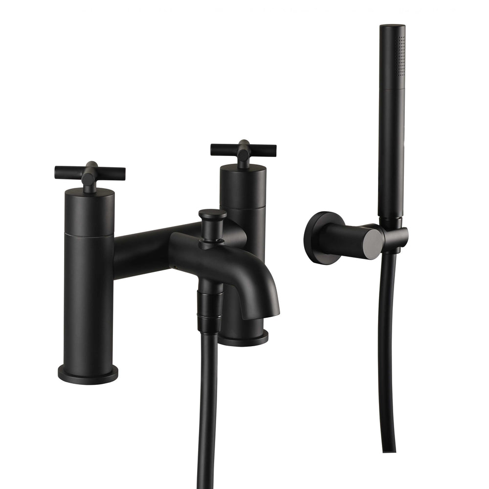 JTP Solex Deck Mounted Bath Shower Mixer with Kit in Matt Black