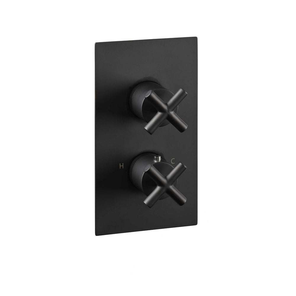 JTP Solex Thermostatic Concealed 1 Outlet Shower Valve, Vertical in Matt Black