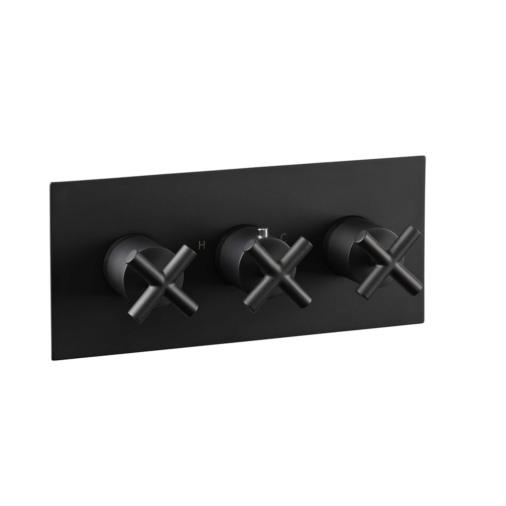 JTP Solex Thermostatic Concealed 2 Outlet Shower Valve, Horizontal in Matt Black