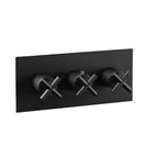 JTP Solex Thermostatic Concealed 3 Outlet Shower Valve, Horizontal in Matt Black