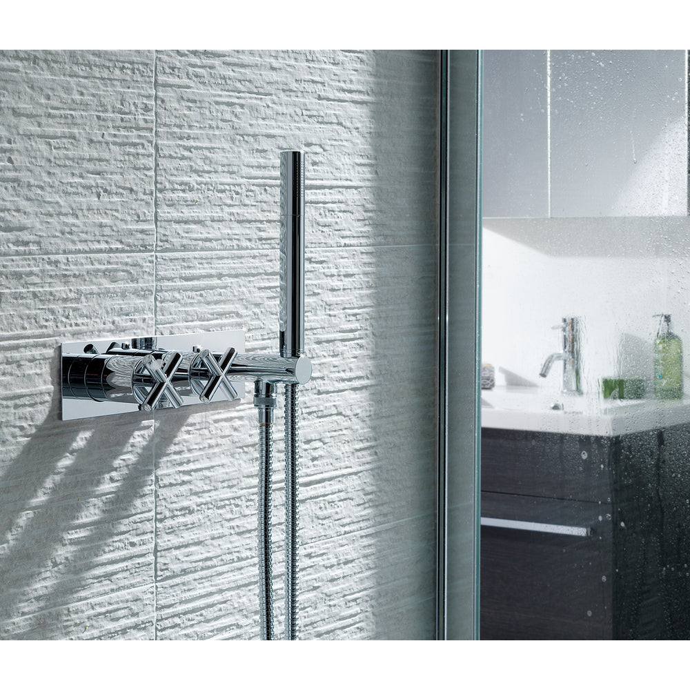 JTP Solex Thermostatic Concealed 2 Outlet Shower Valve with Attached Handset in Chrome