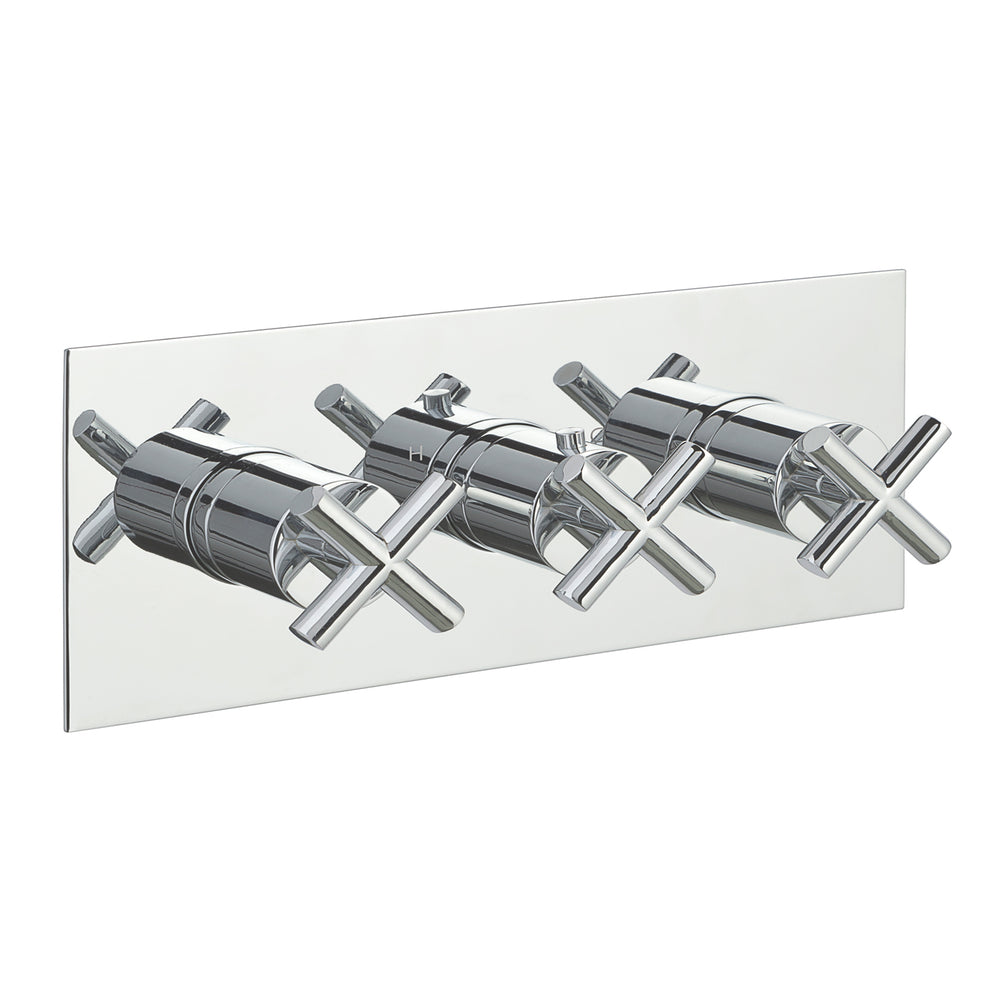 JTP Solex Thermostatic Concealed 3 Outlet Shower Valve, Horizontal in Chrome