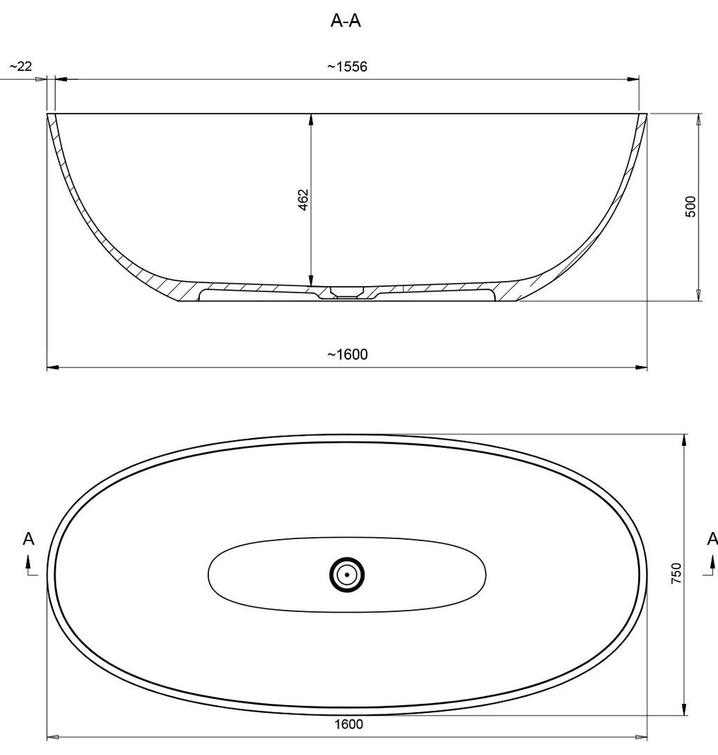 Ashton & Bentley Oceanus  1600mm Free Standing Bath | Whitestone Collection