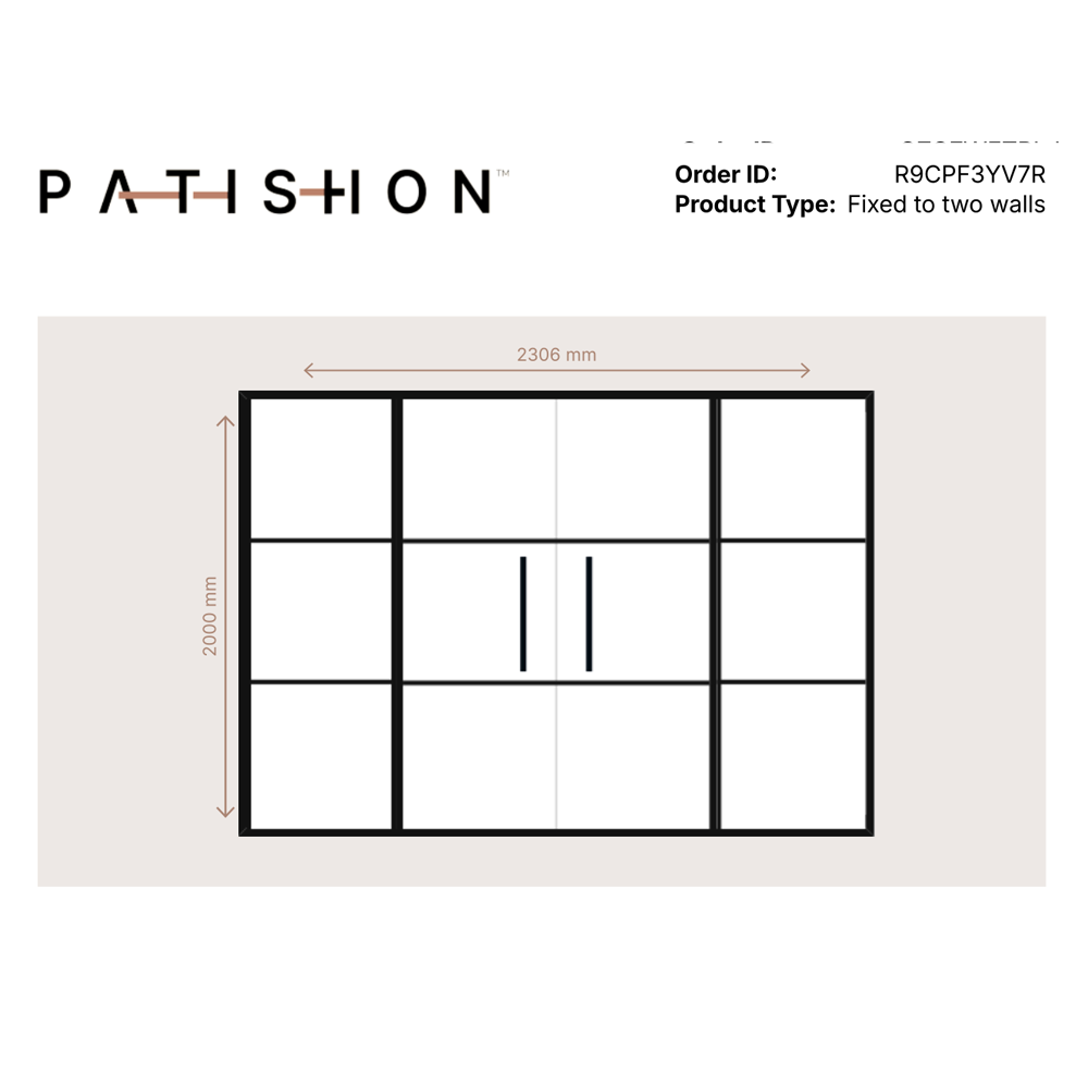 Patishon Crittall Doors Double Sliding Option R9CPF3YV7R Fixed to two walls
