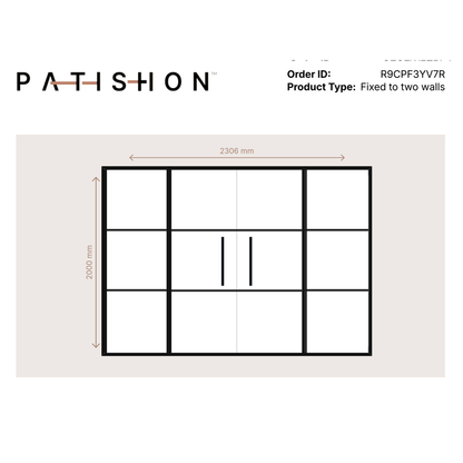 Patishon Crittall Doors Double Sliding Option R9CPF3YV7R Fixed to two walls