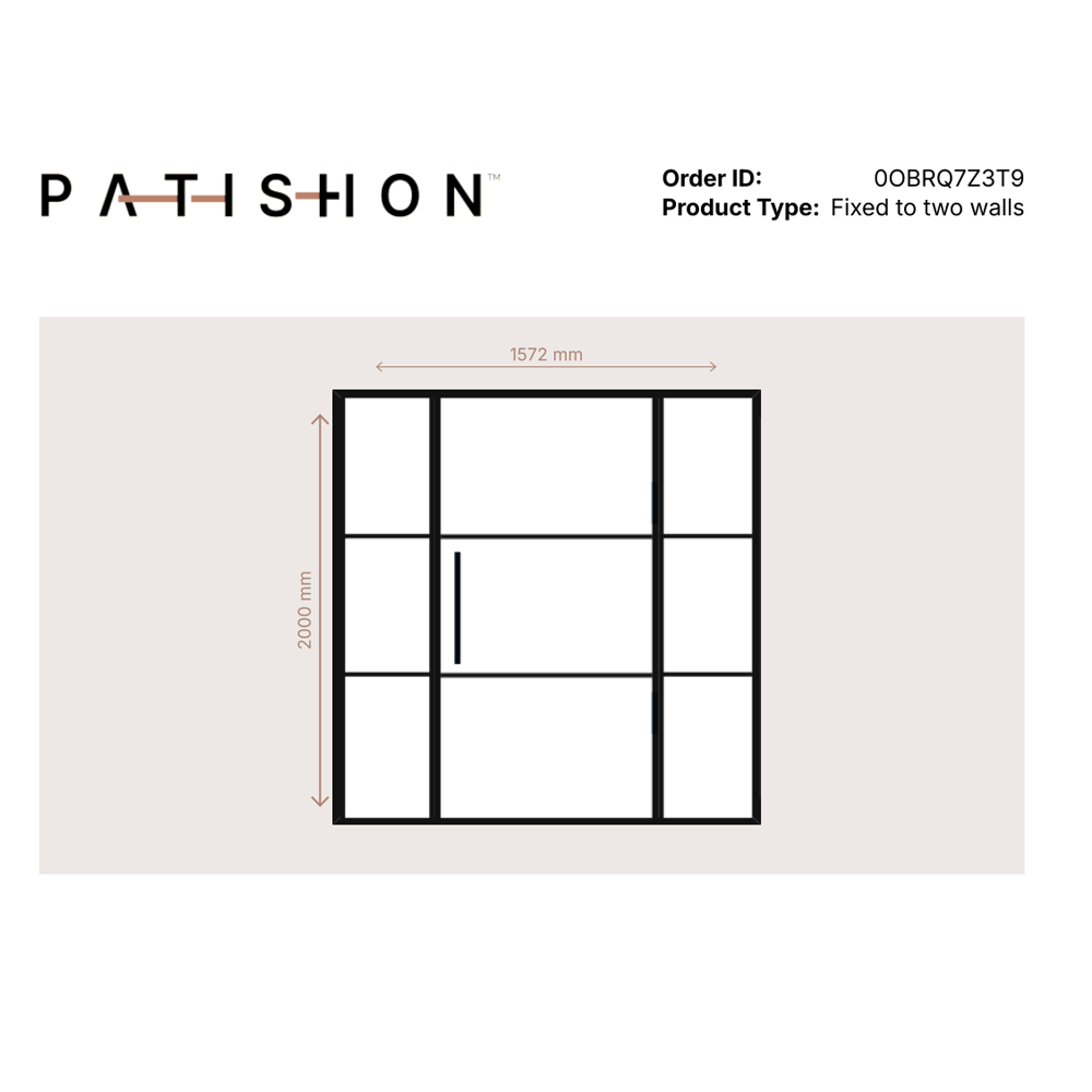 Patishon Crittall Single Hinged 0OBRQ7Z3T9 Fixed to two walls