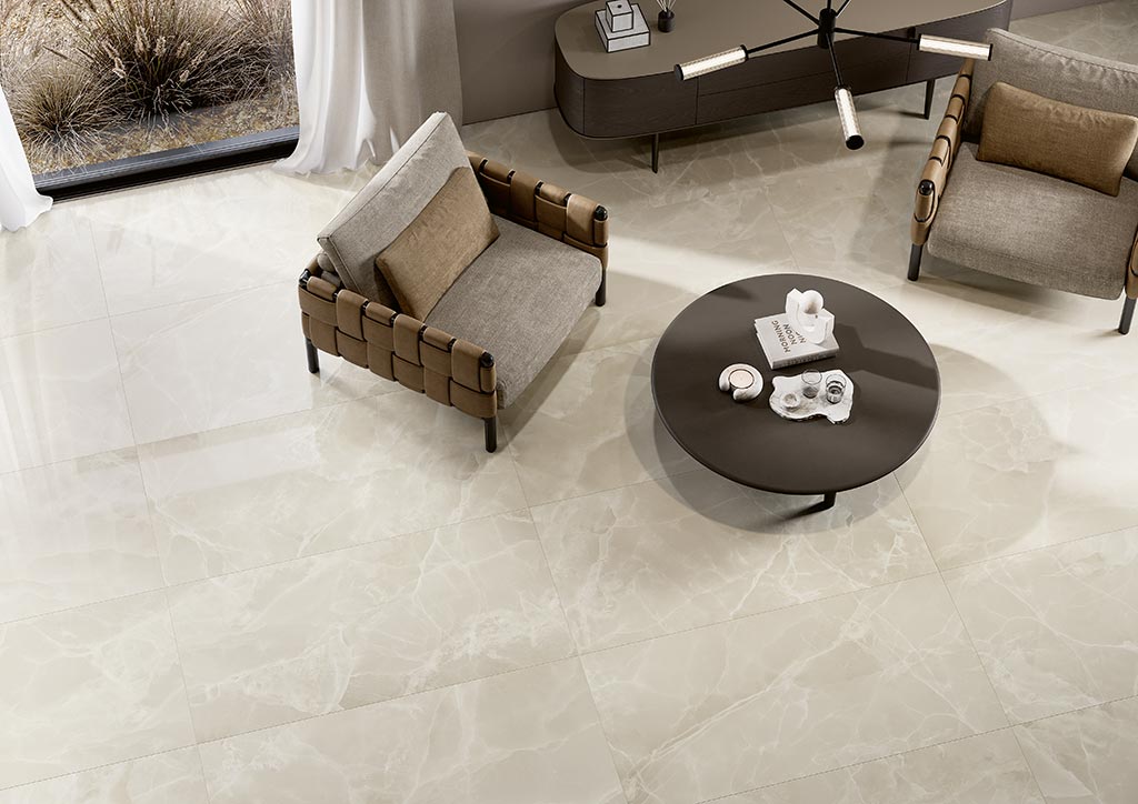 Fioranese Unica Crystal White 74x148 polished floor lifestyle