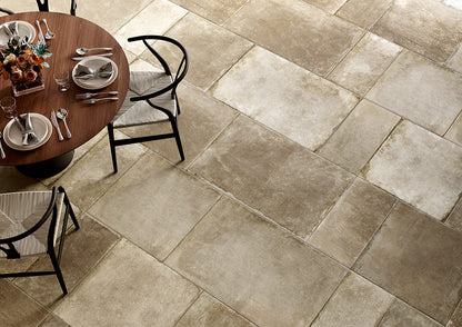 Fioranese Montpellier Sabbia porcelain floor lifestyle