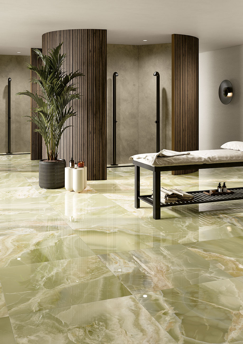 Fioranese Unica Jade Green 89x89 interior floor lifestyle