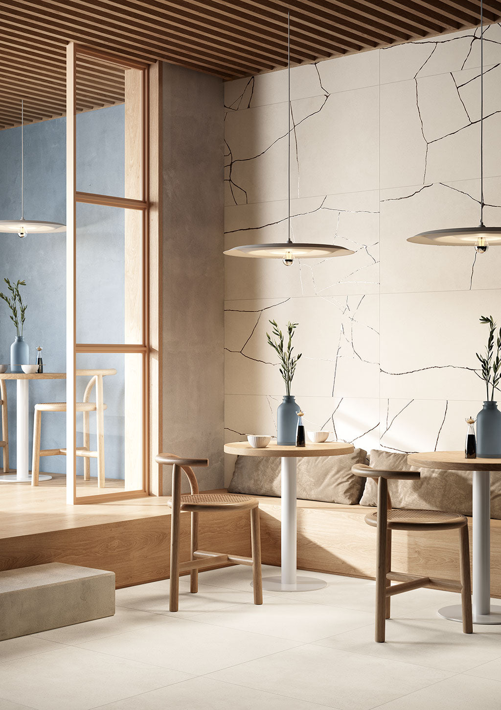 Fioranese Kintsugi Hibi Moonlight 60x120 with Moonlight 60x60 lifestyle