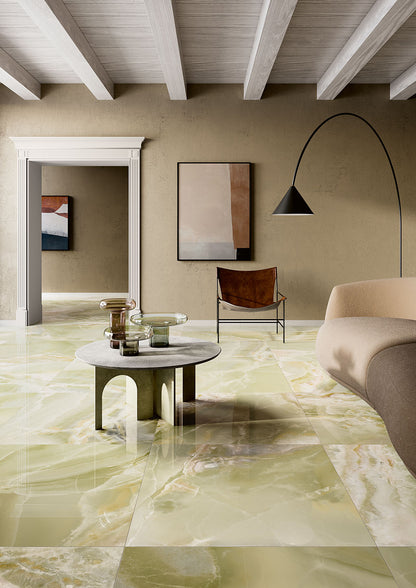 Fioranese Unica Jade Green 89x89 polished lifestyle