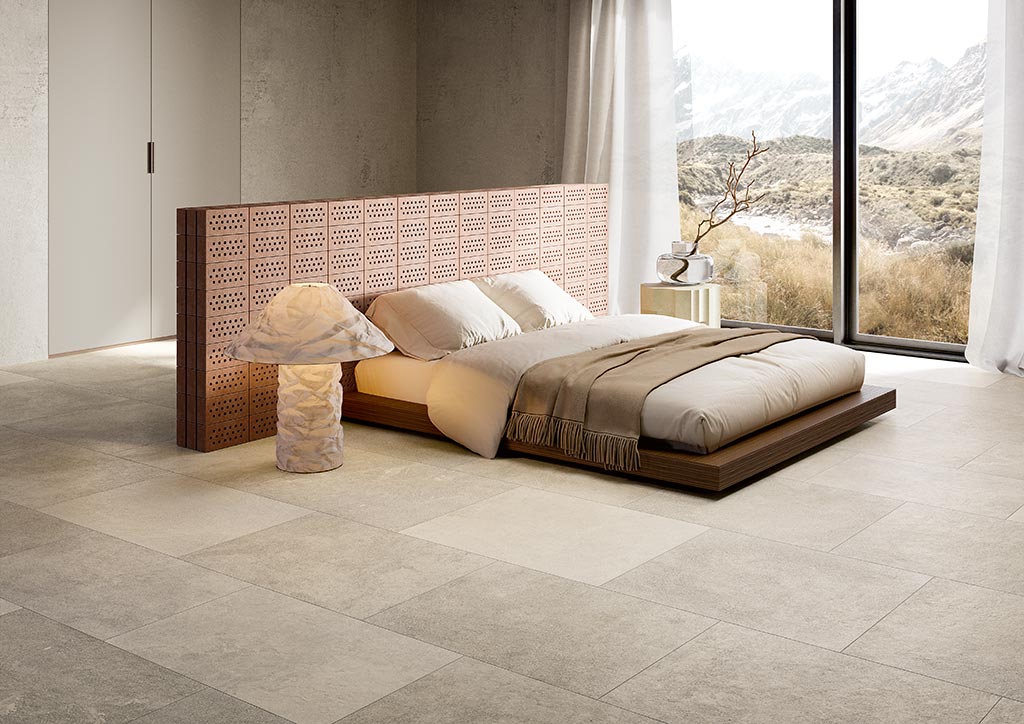 Fioranese Autentica Light Grey 60.4x90.6 bedroom lifestyle