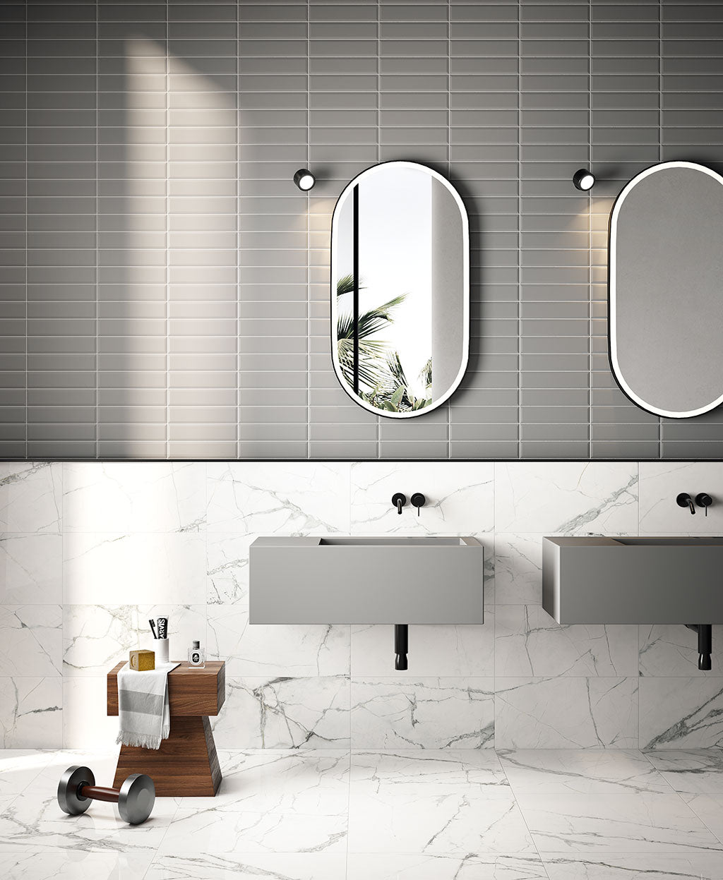 Fioranese Fio. Brick Vague Grey 7.3x30 bathroom lifestyle